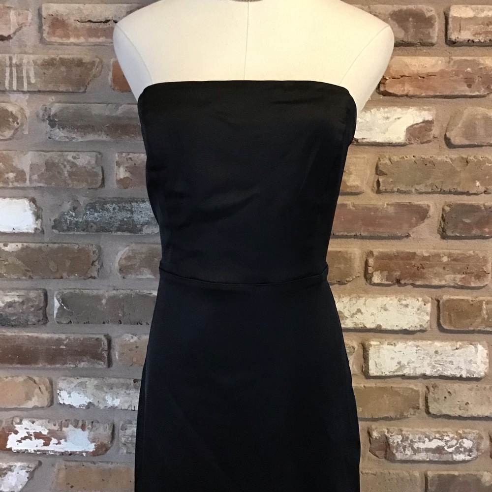 Abercrombie & Fitch Women's Black Satin Sculpt Strapless Maxi Dress L - Picture 5 of 7